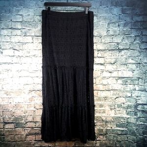 Xhilaration | Gypsy Boho Goth Black Lace Mini Skirt with Maxi Lace Overlay